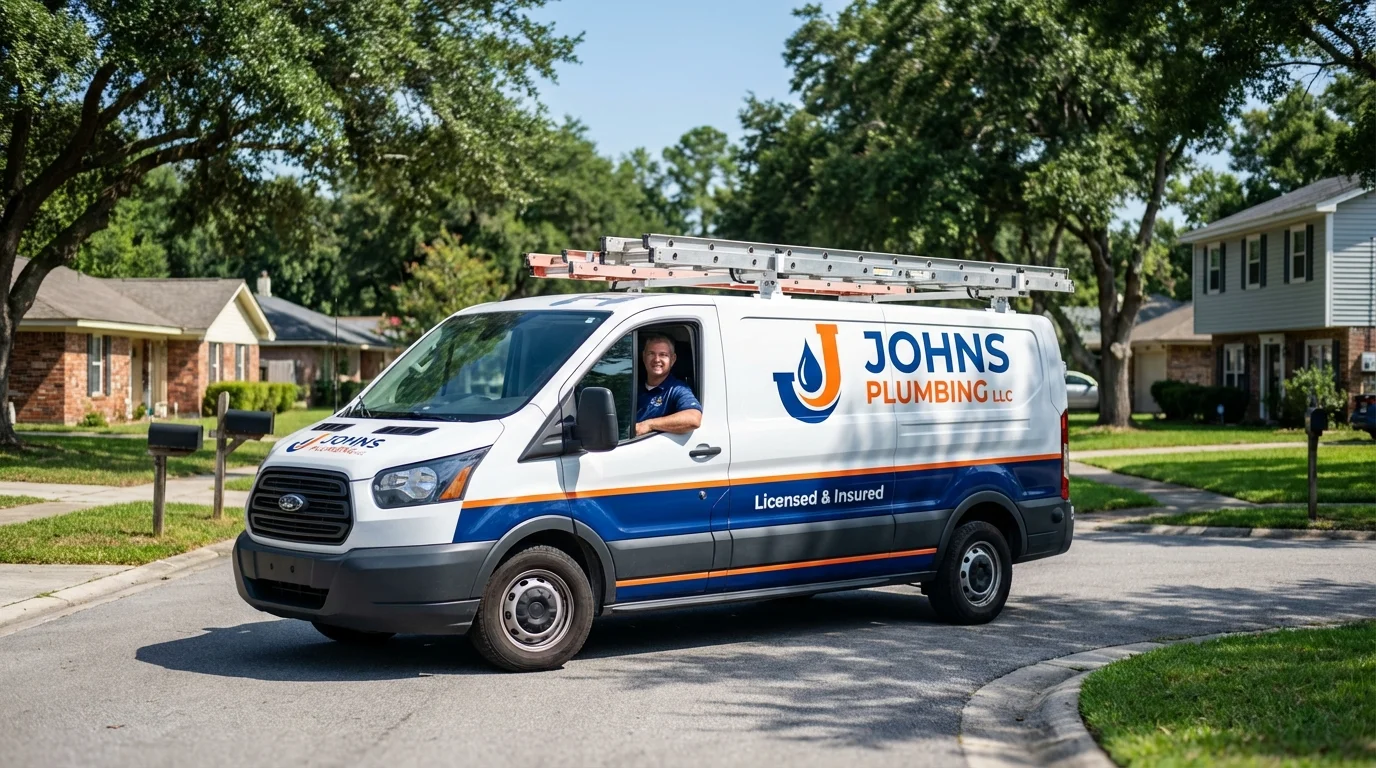 Johns Plumbing LLC service van in Whiting, IN