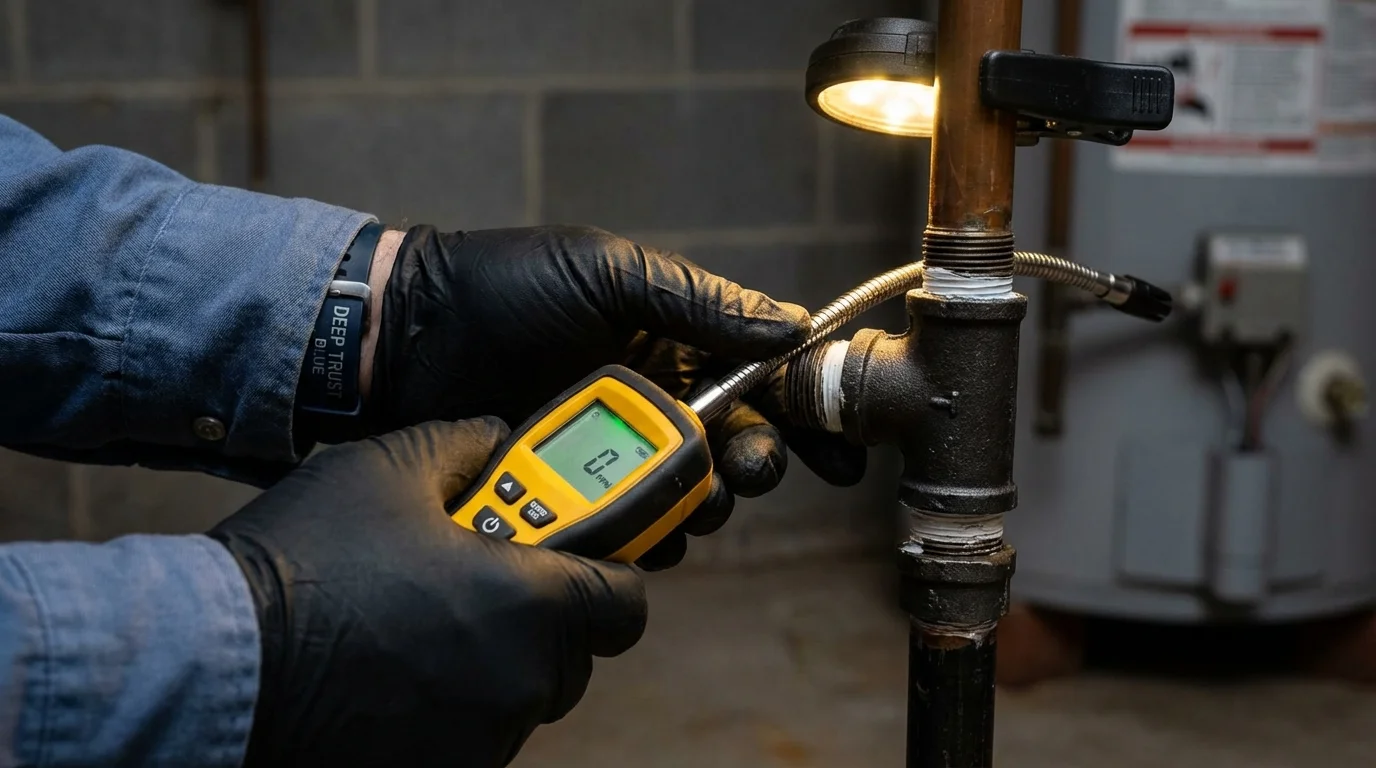 Gas leak detection with electronic sniffer by Johns Plumbing LLC in Whiting