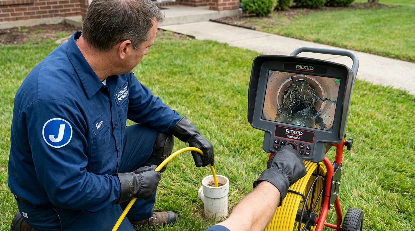 Sewer camera inspection being performed by Johns Plumbing LLC in Whiting