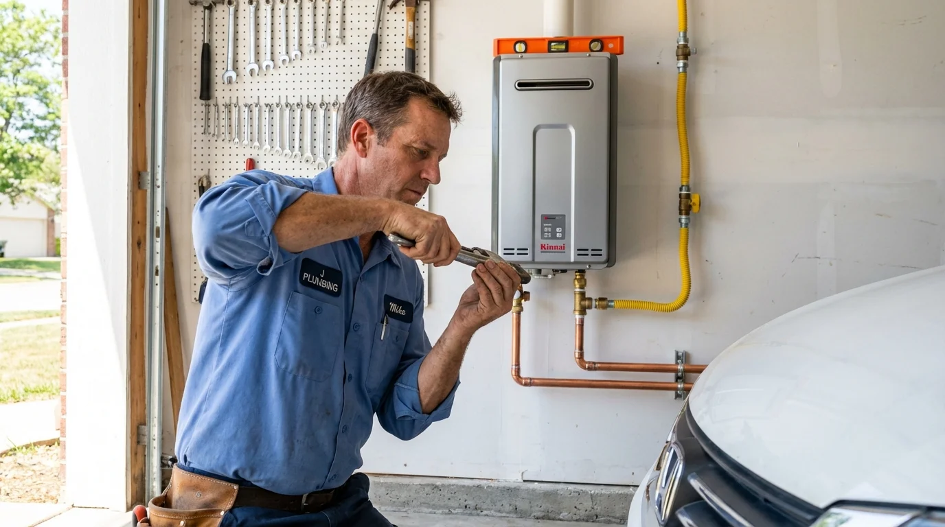 Tankless water heater installation by a Johns Plumbing LLC plumber in Whiting